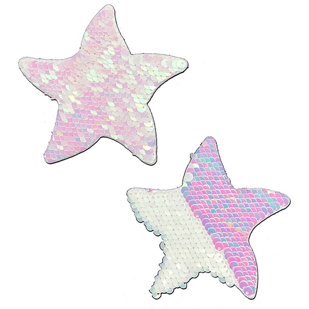 Pastease White Pearl Iridescent Flip Sequin Starfish Mermaid Nipple Pasties NWT